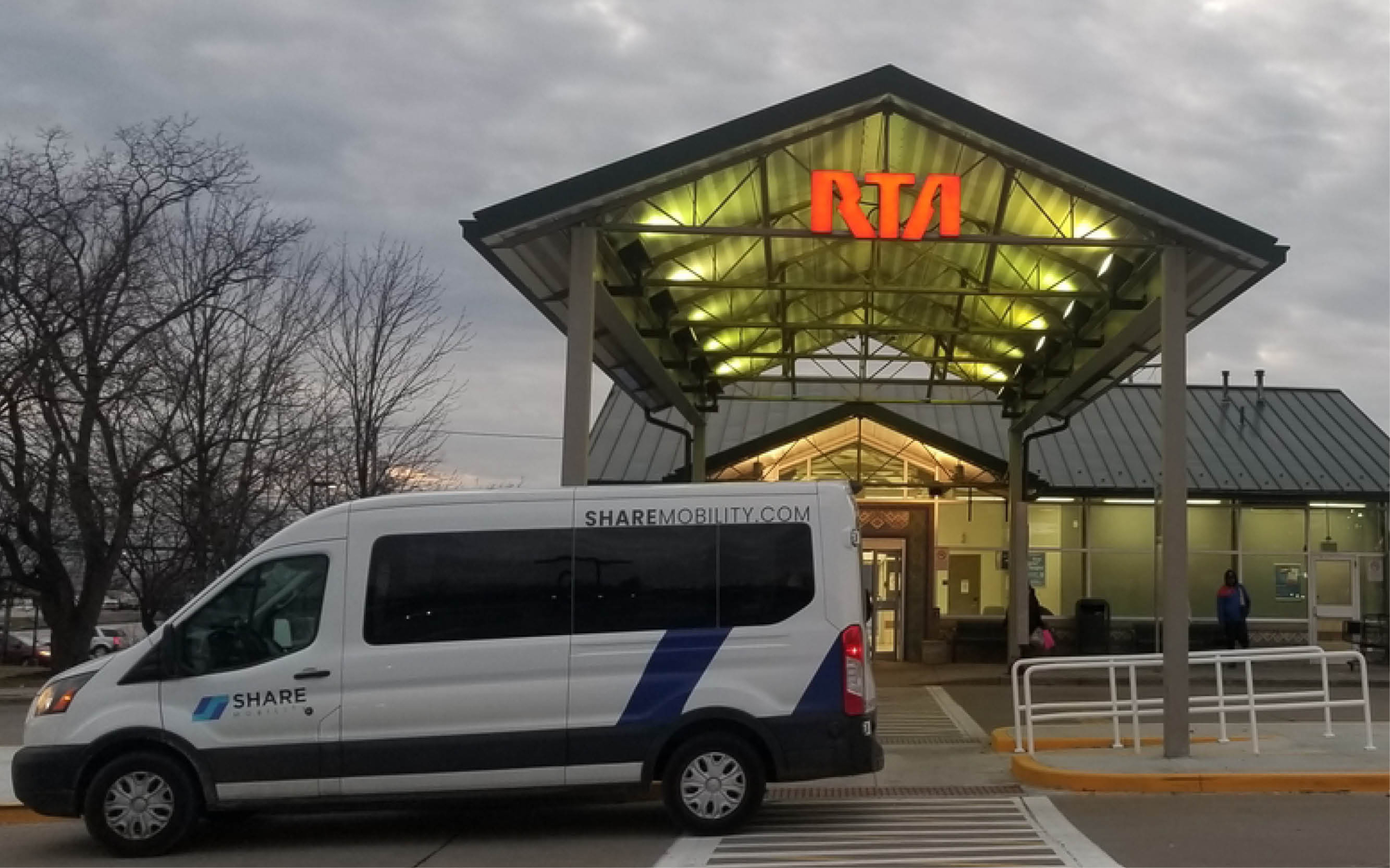 ConnectWorks Share Mobility van outside RTA station