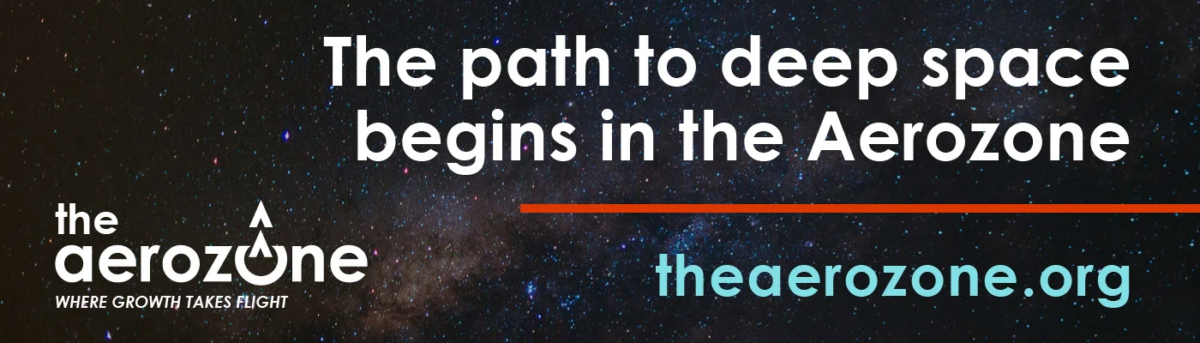 The path to deep space begins in the Aerozone billboard design May 2025