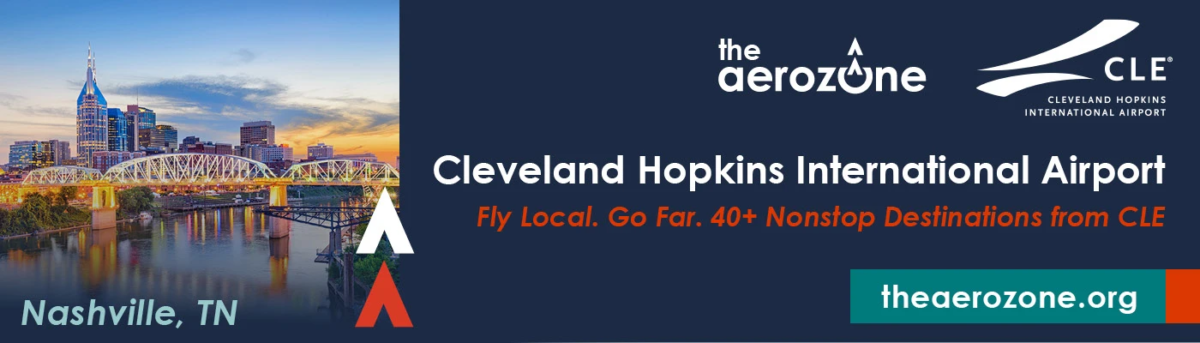 Cleveland Hopkins Airport Aerozone billboard design destination Nashville May 2025